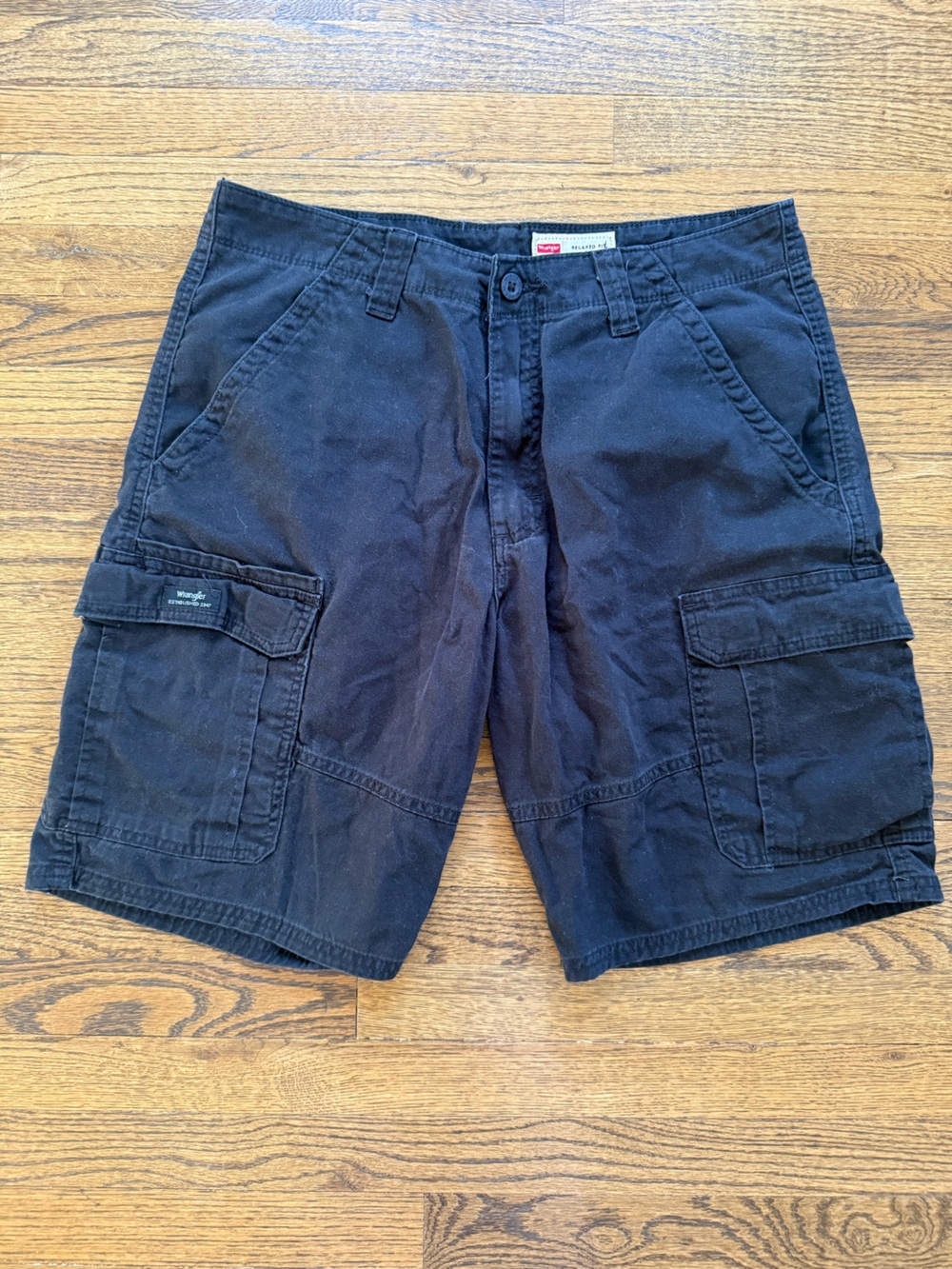 Wrangler Black Cargo Shorts with Utility Pockets